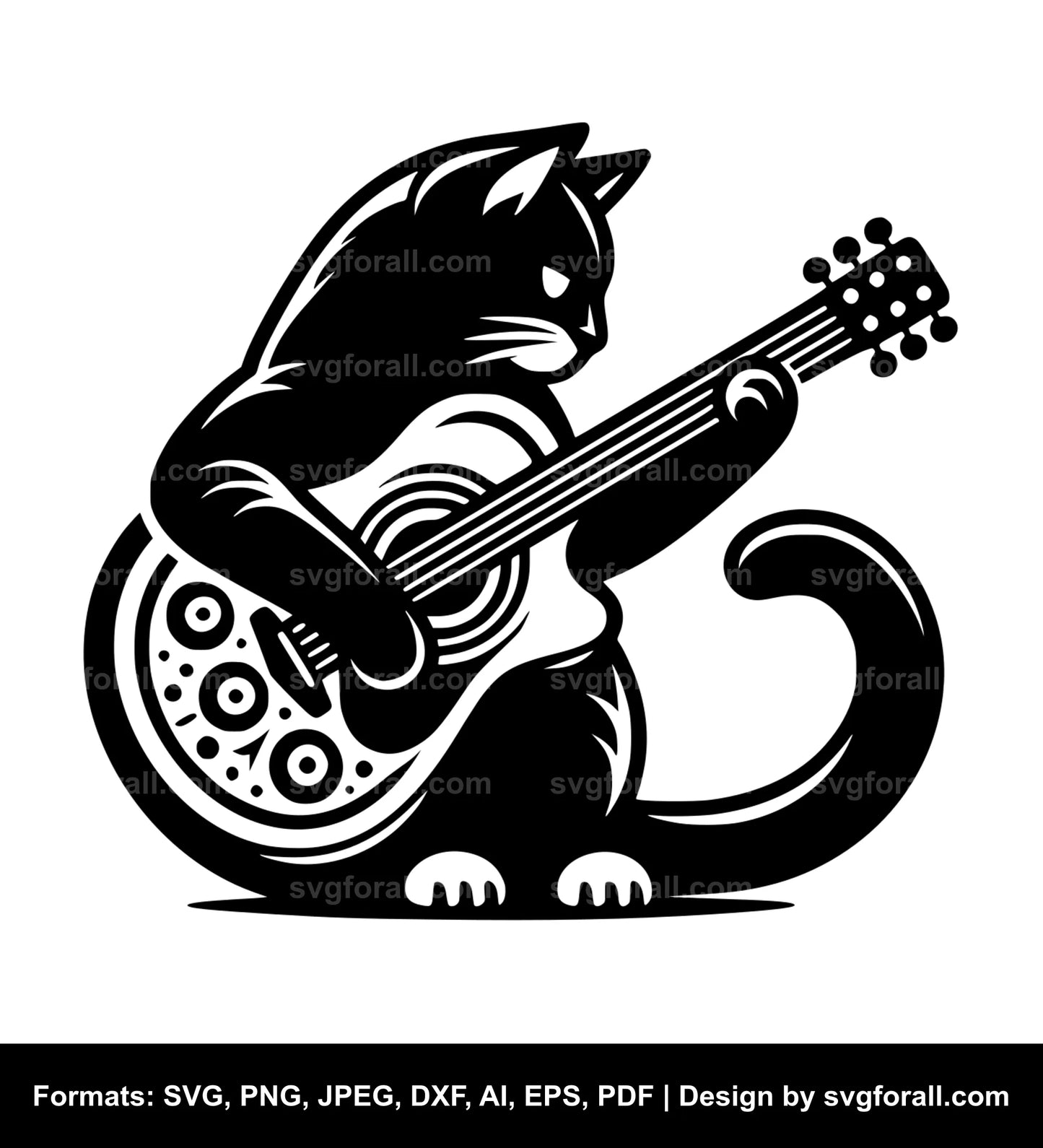 Cat Playing Guitar SVG