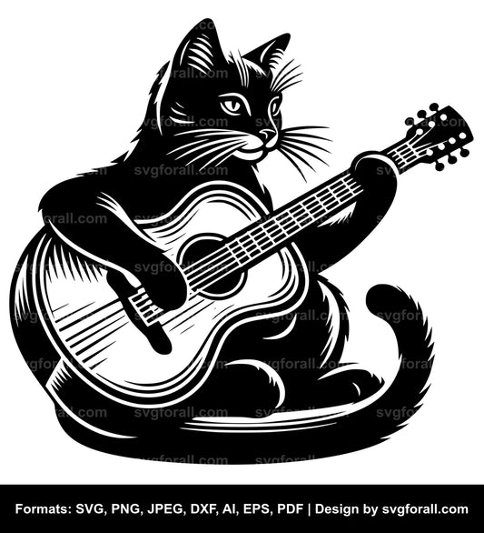 Cat Playing Guitar SVG PNG