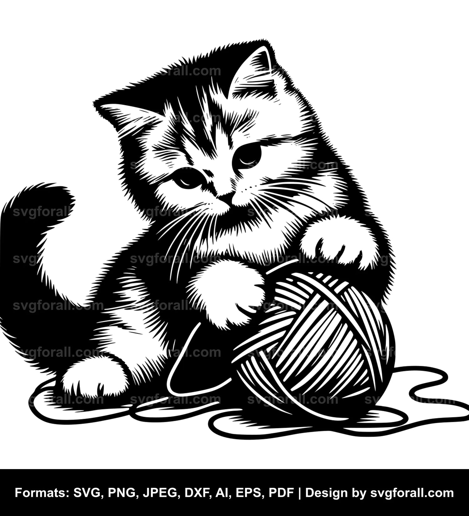 Cat Playing With Yarn Cricut SVG