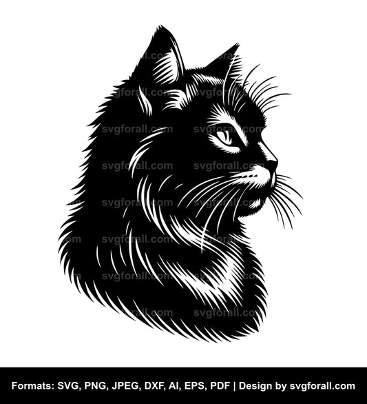 Cat Profile Black SVG