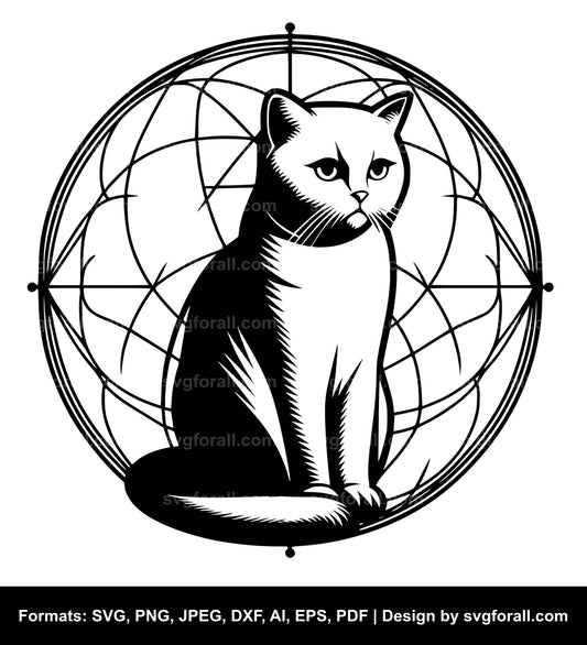 Cat Sitting Black SVG