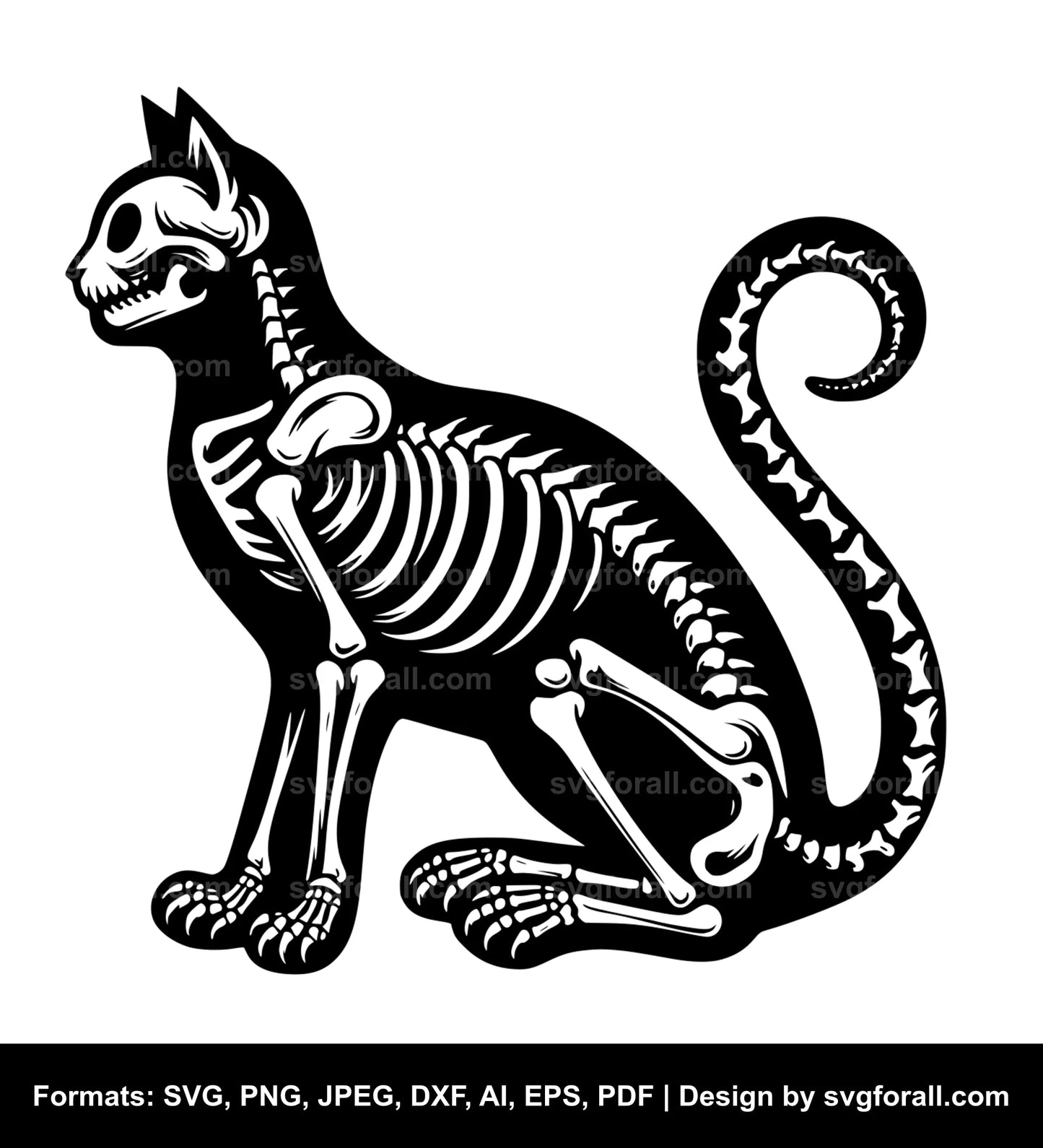 Cat Skeleton Black SVG