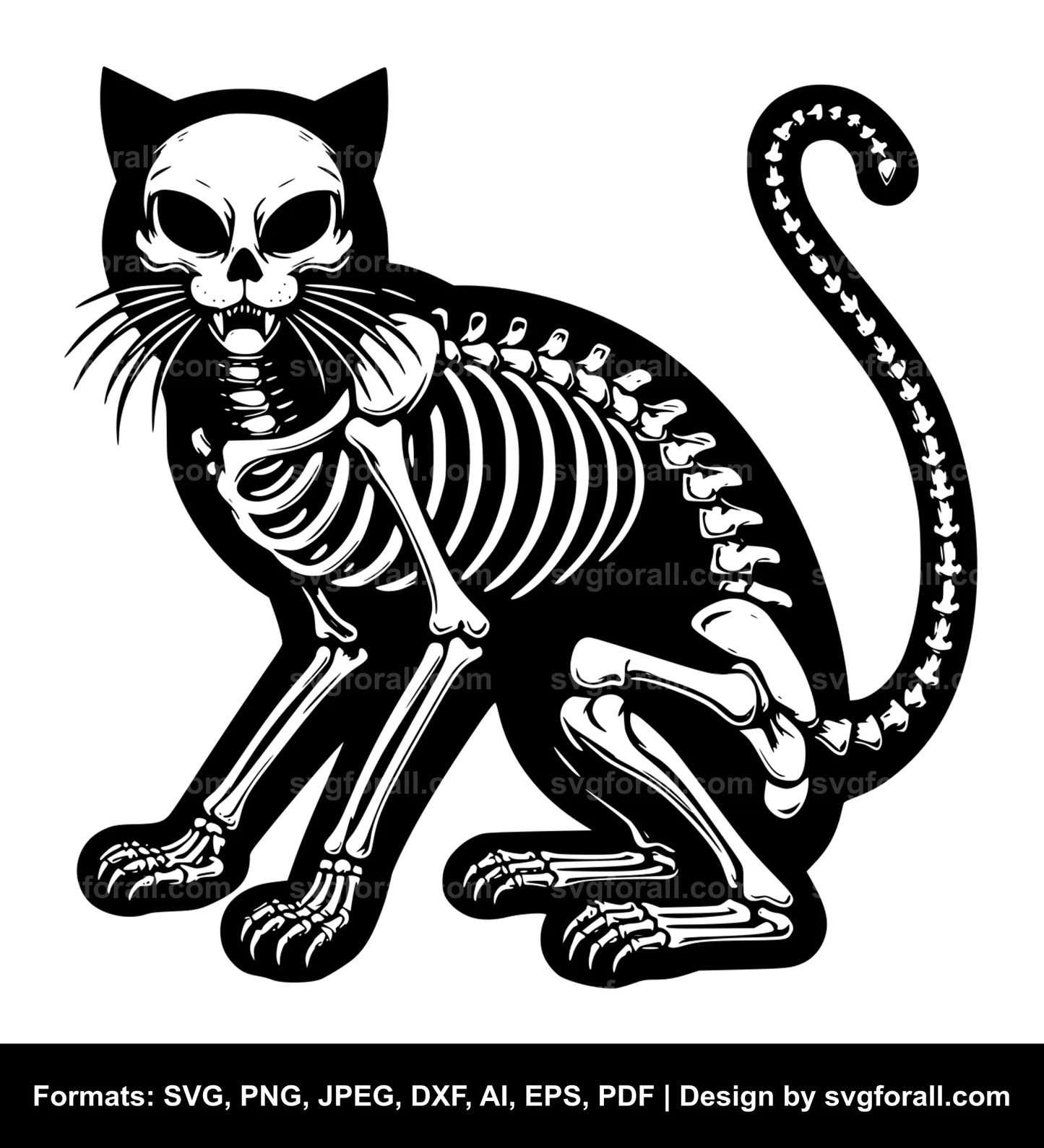 Cat Skeleton SVG Design