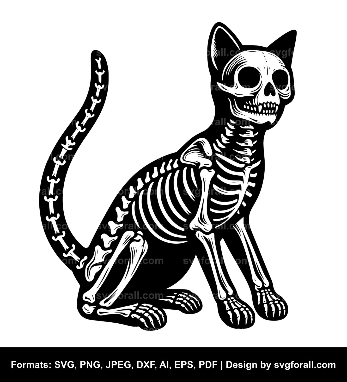 Cat Skeleton SVG File