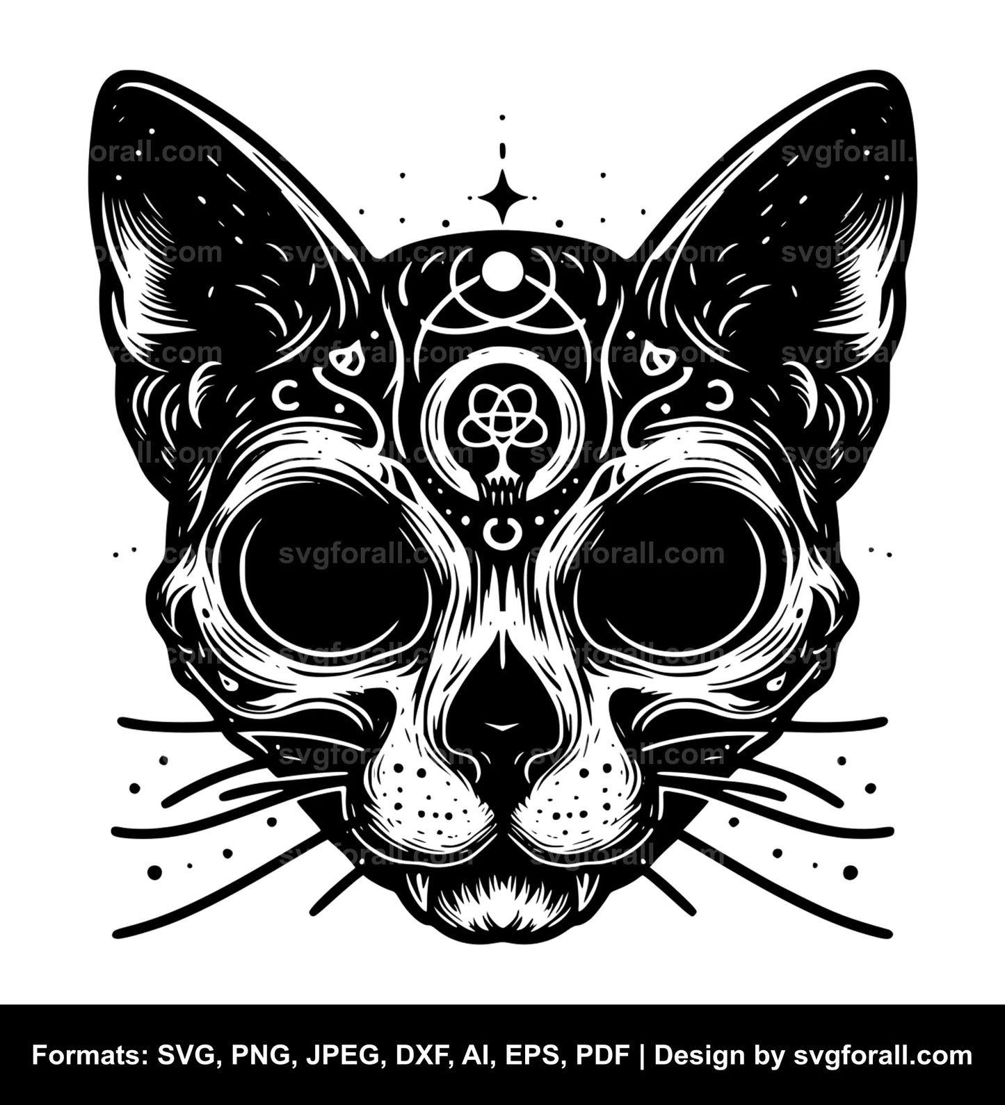 Cat Skull Black SVG