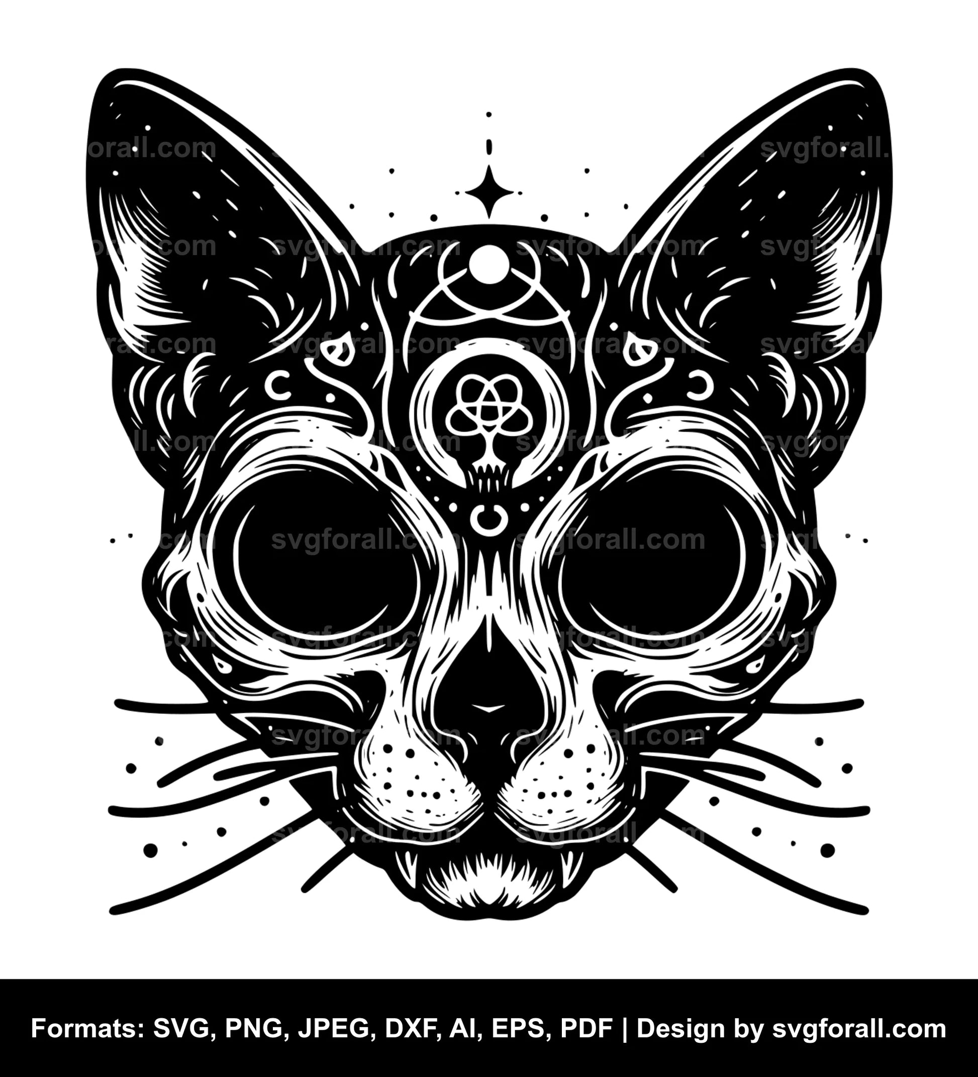 Cat Skull Black SVG