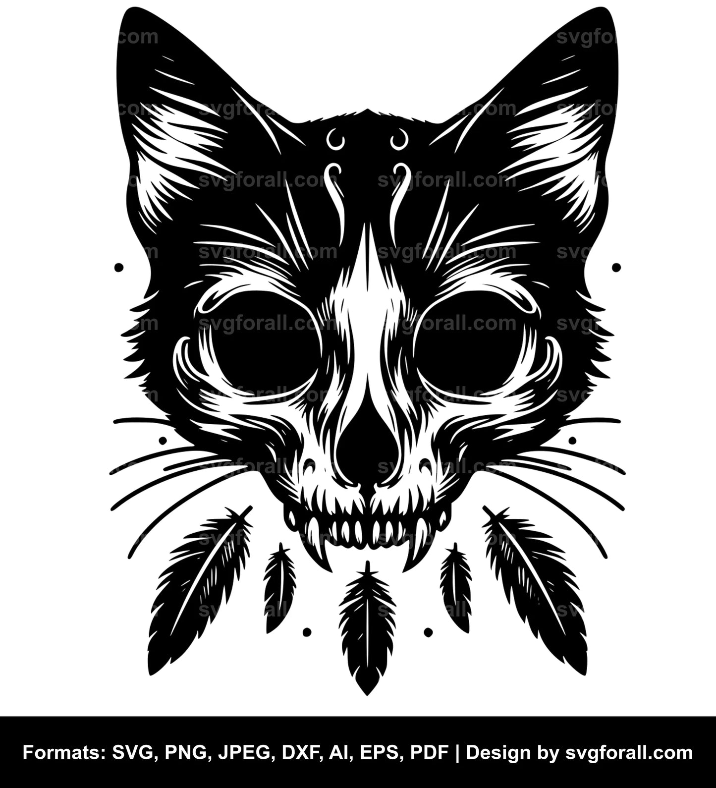 Cat Skull SVG Vector