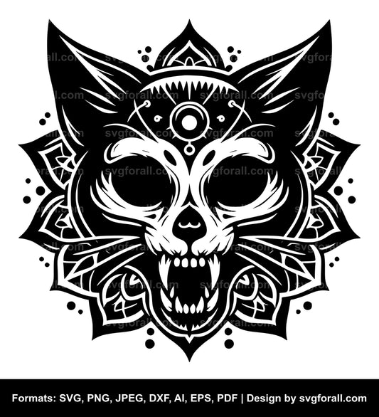 Cat Skull Vector SVG