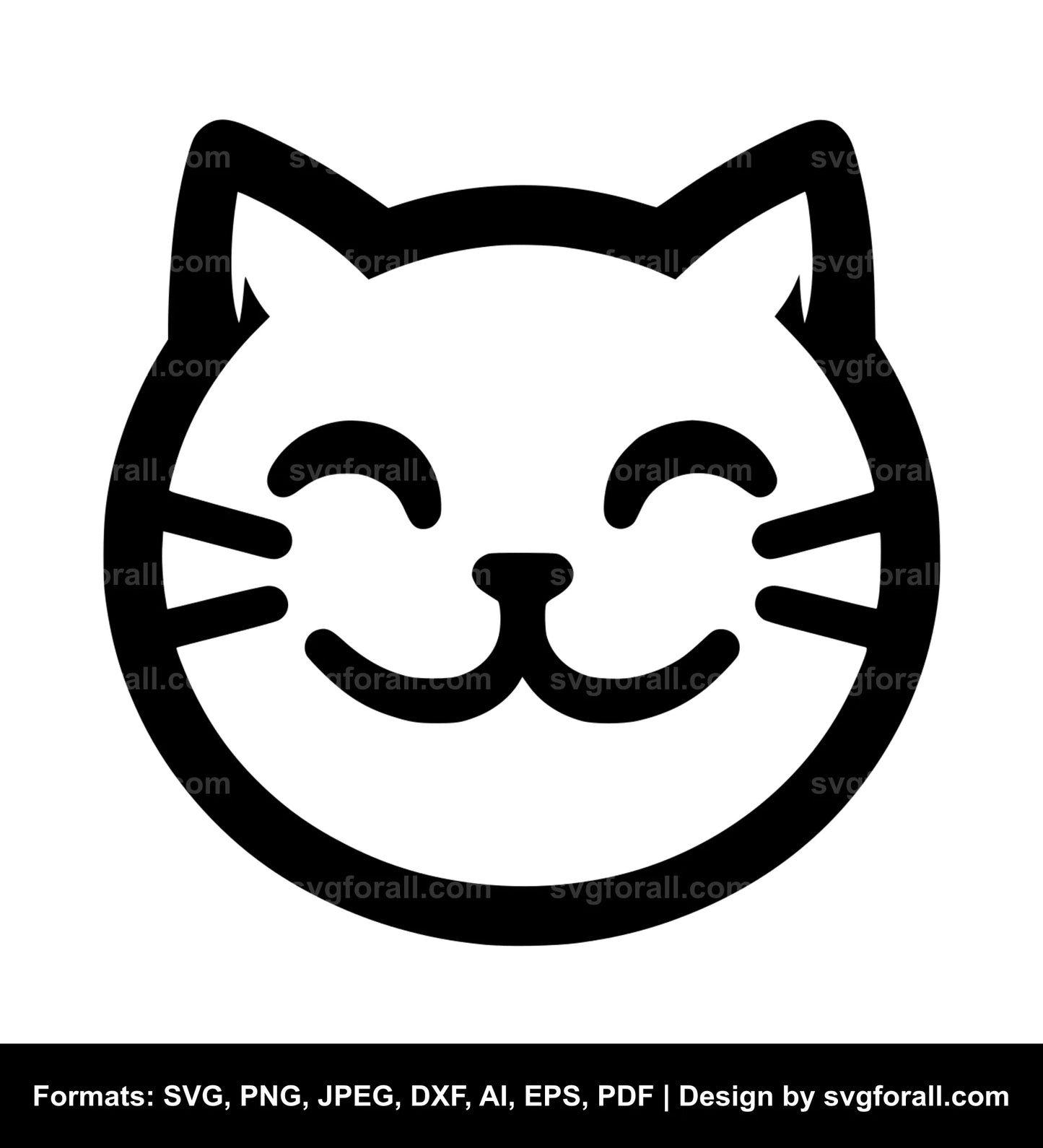 Cat Smiling Black SVG