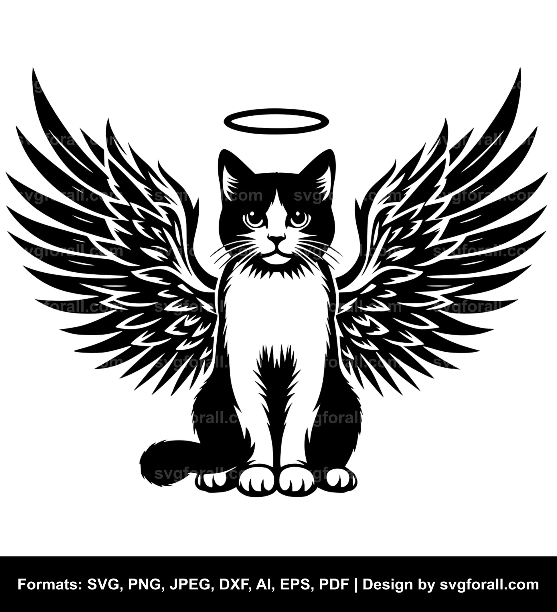 Cat With Angel Wings SVG Design