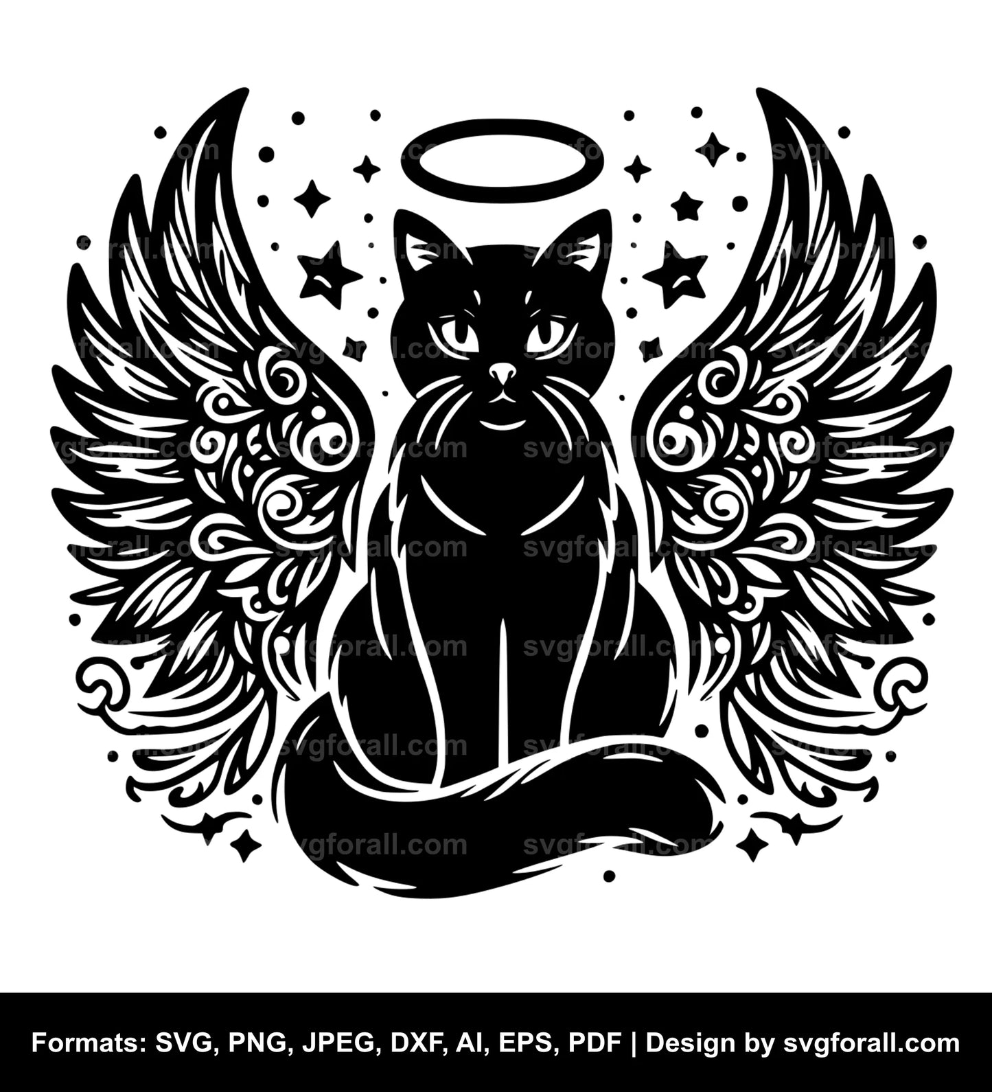 Cat With Angel Wings SVG Vector