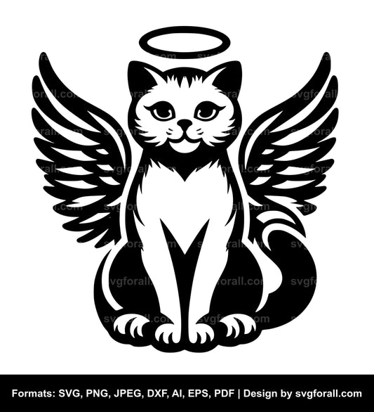 Cat With Angel Wings Vector SVG