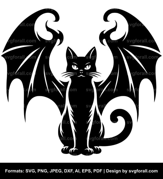 Cat With Bat Wings SVG