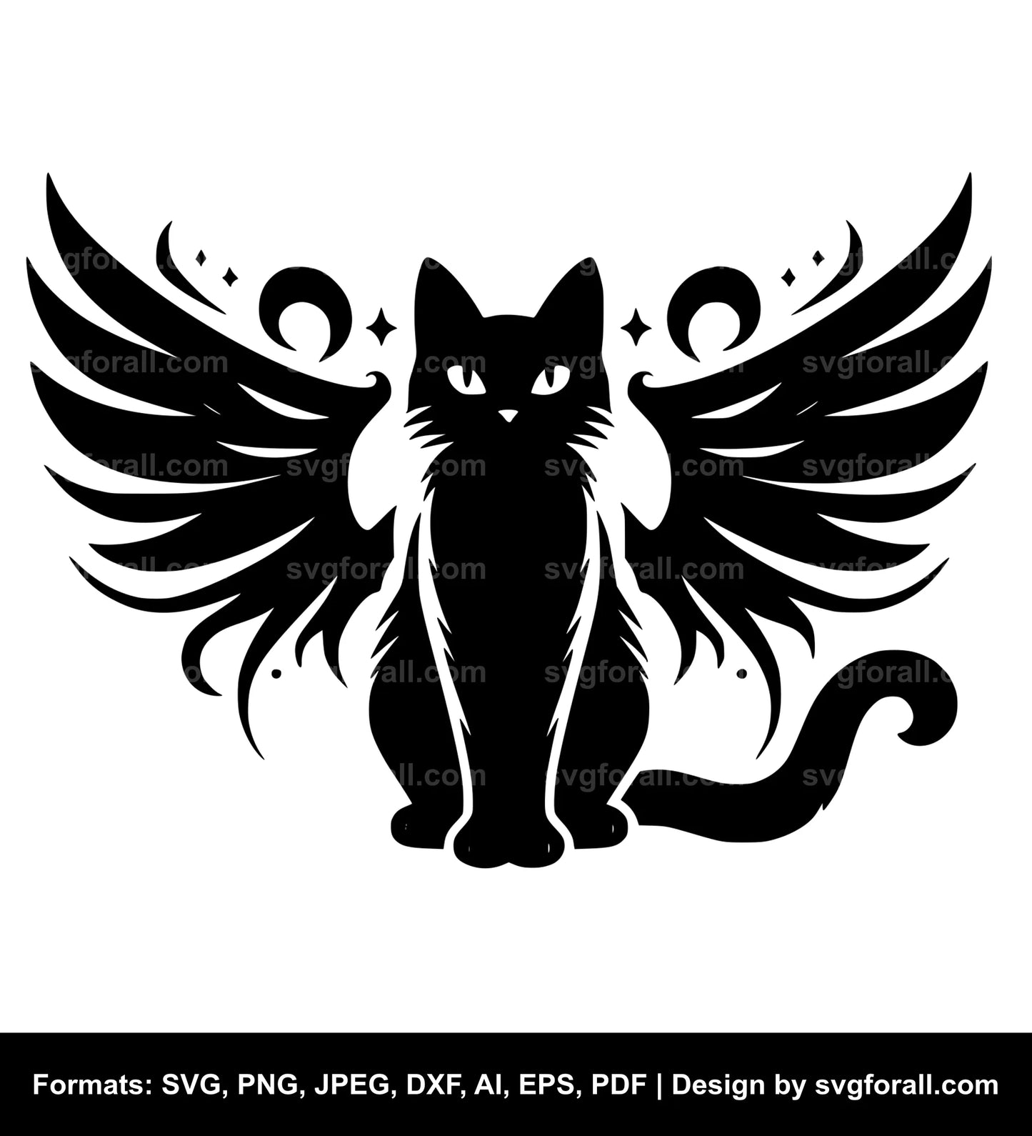 Cat With Bat Wings SVG Design