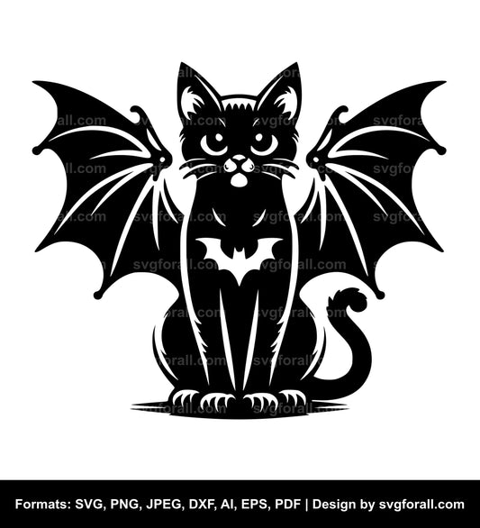 Cat With Bat Wings SVG Vector