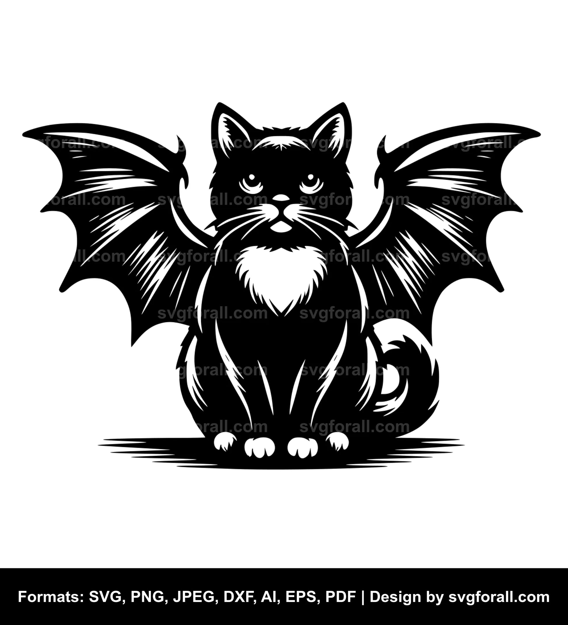 Cat With Bat Wings Vector SVG