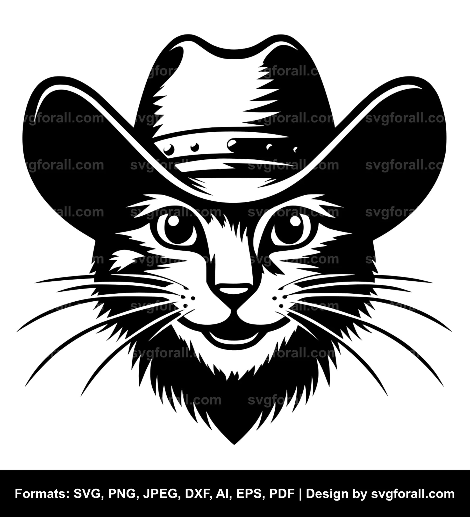 Cat With Cowboy Hat Clipart SVG