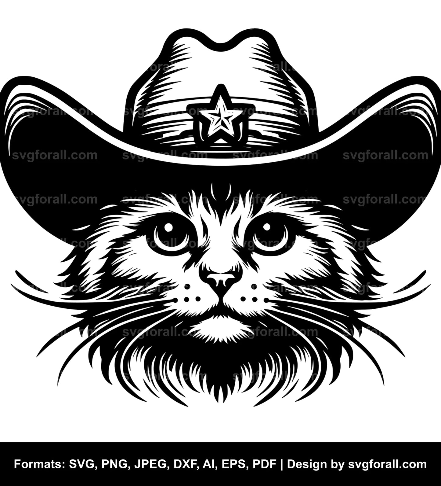 Cat With Cowboy Hat Cricut SVG