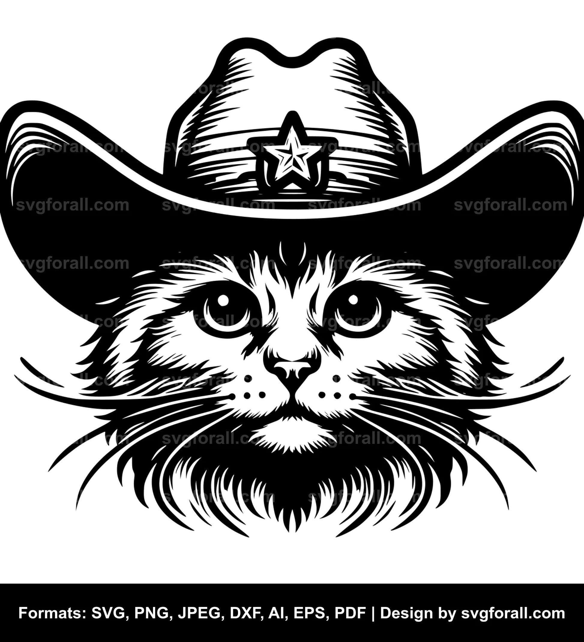 Cat With Cowboy Hat Cricut SVG