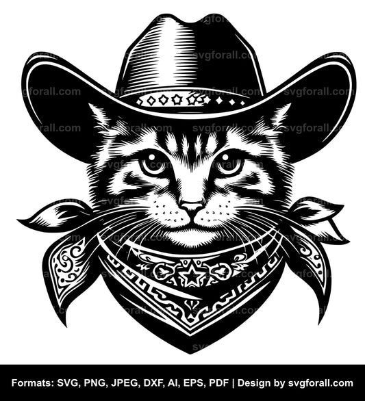 Cat With Cowboy Hat SVG