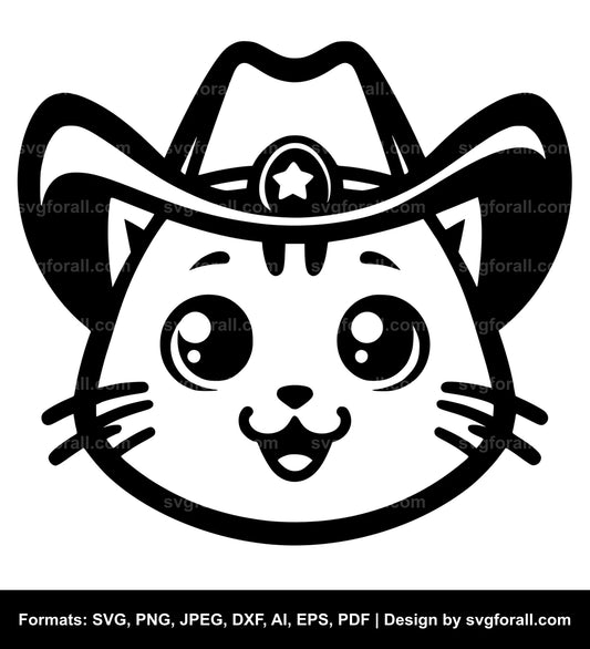 Cat With Cowboy Hat SVG Clipart