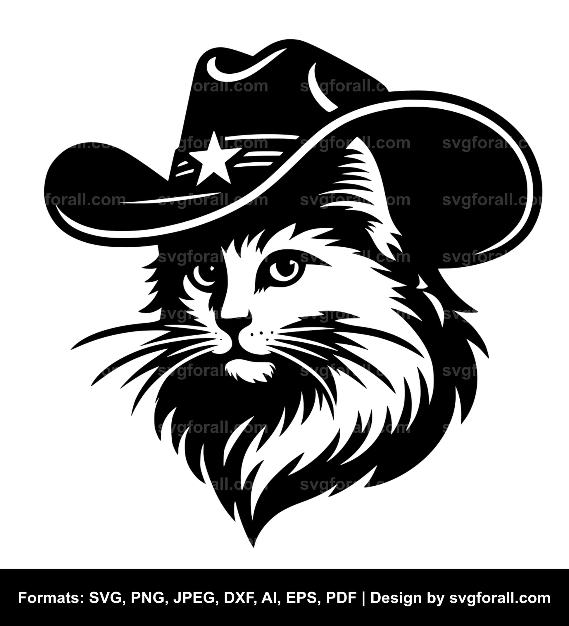 Cat With Cowboy Hat SVG File