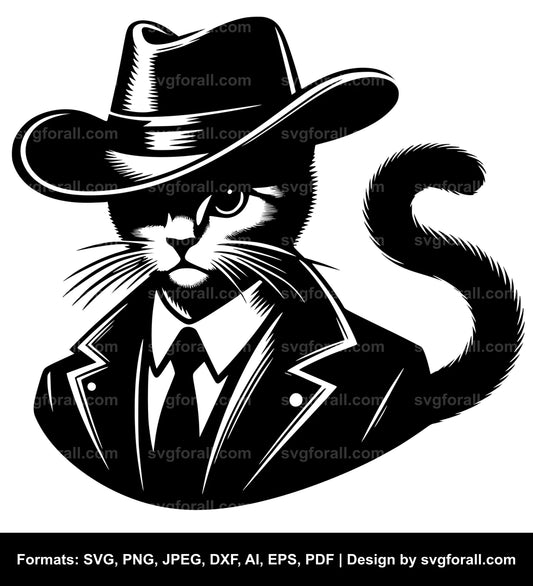 Cat With Cowboy Hat SVG PNG