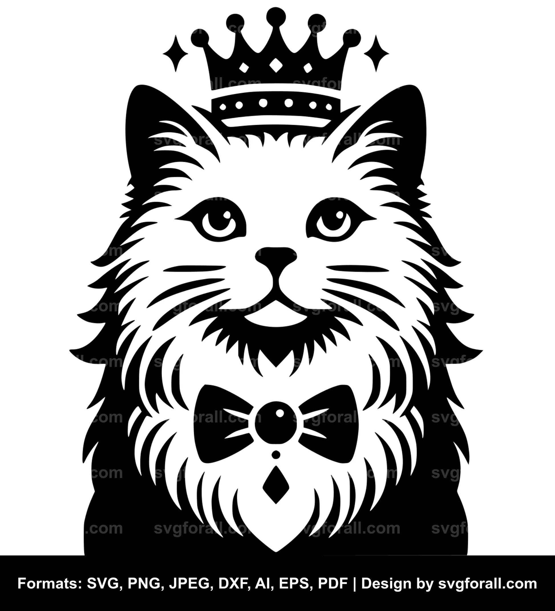 Cat With Crown Black SVG