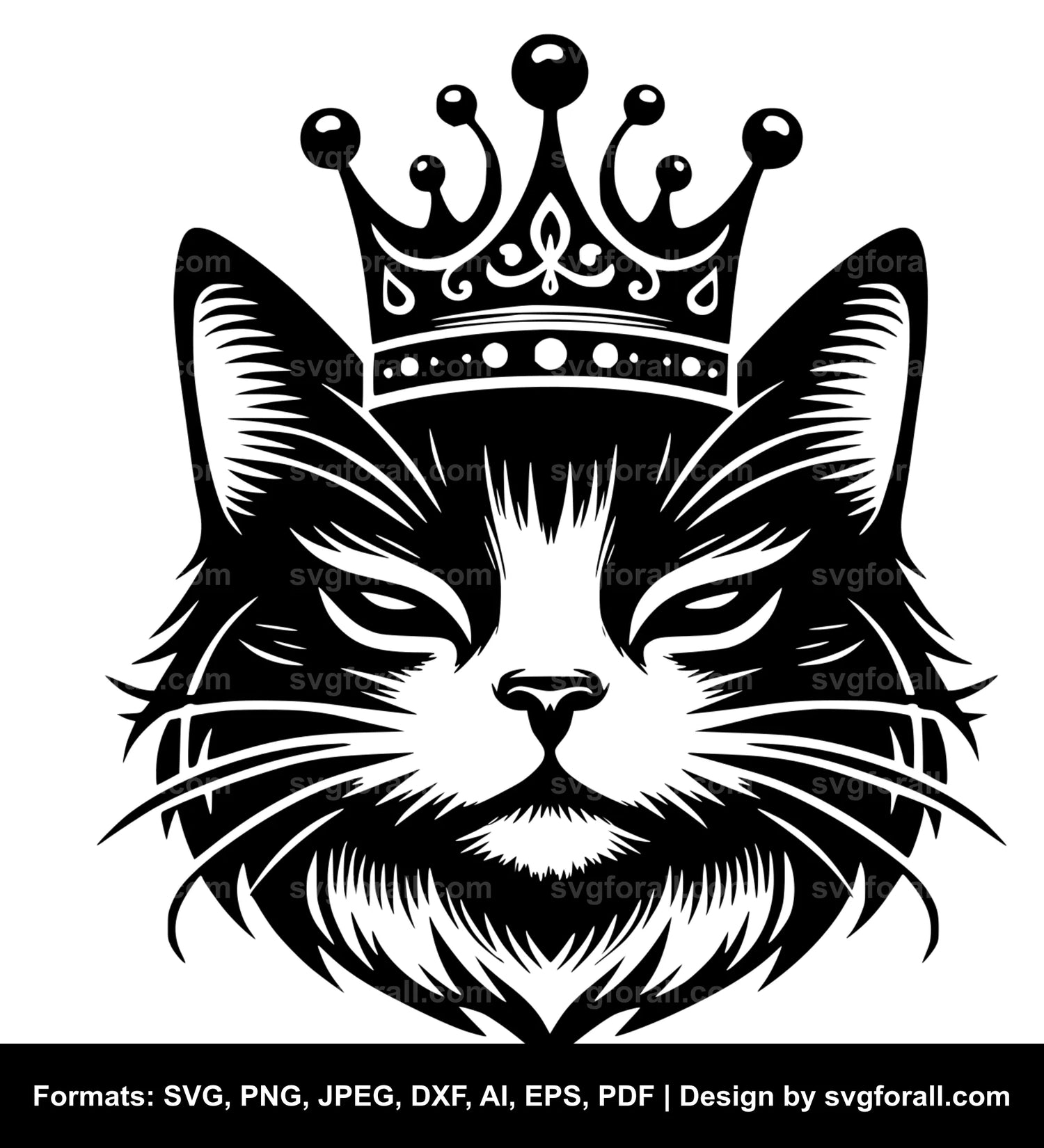 Cat With Crown SVG Vector