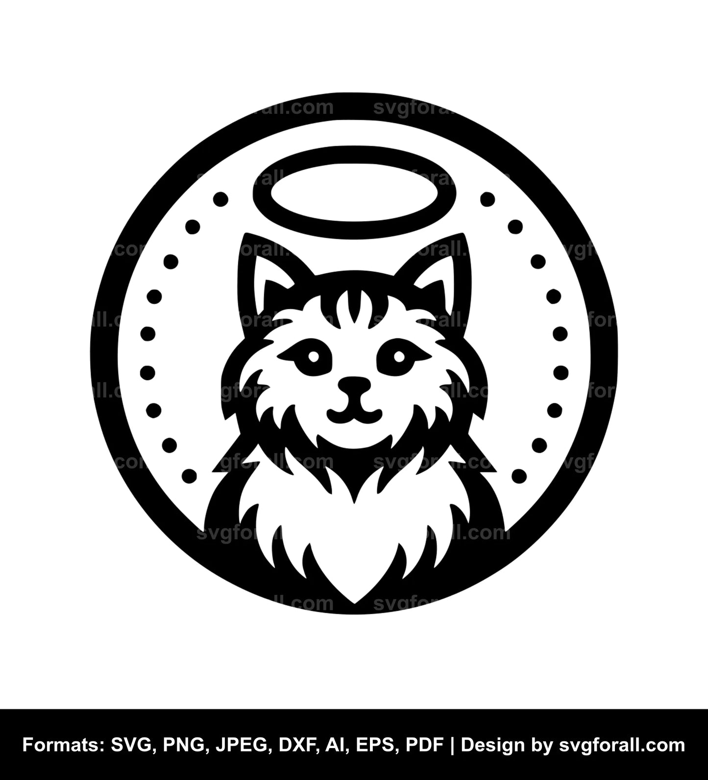 Cat With Halo Black SVG