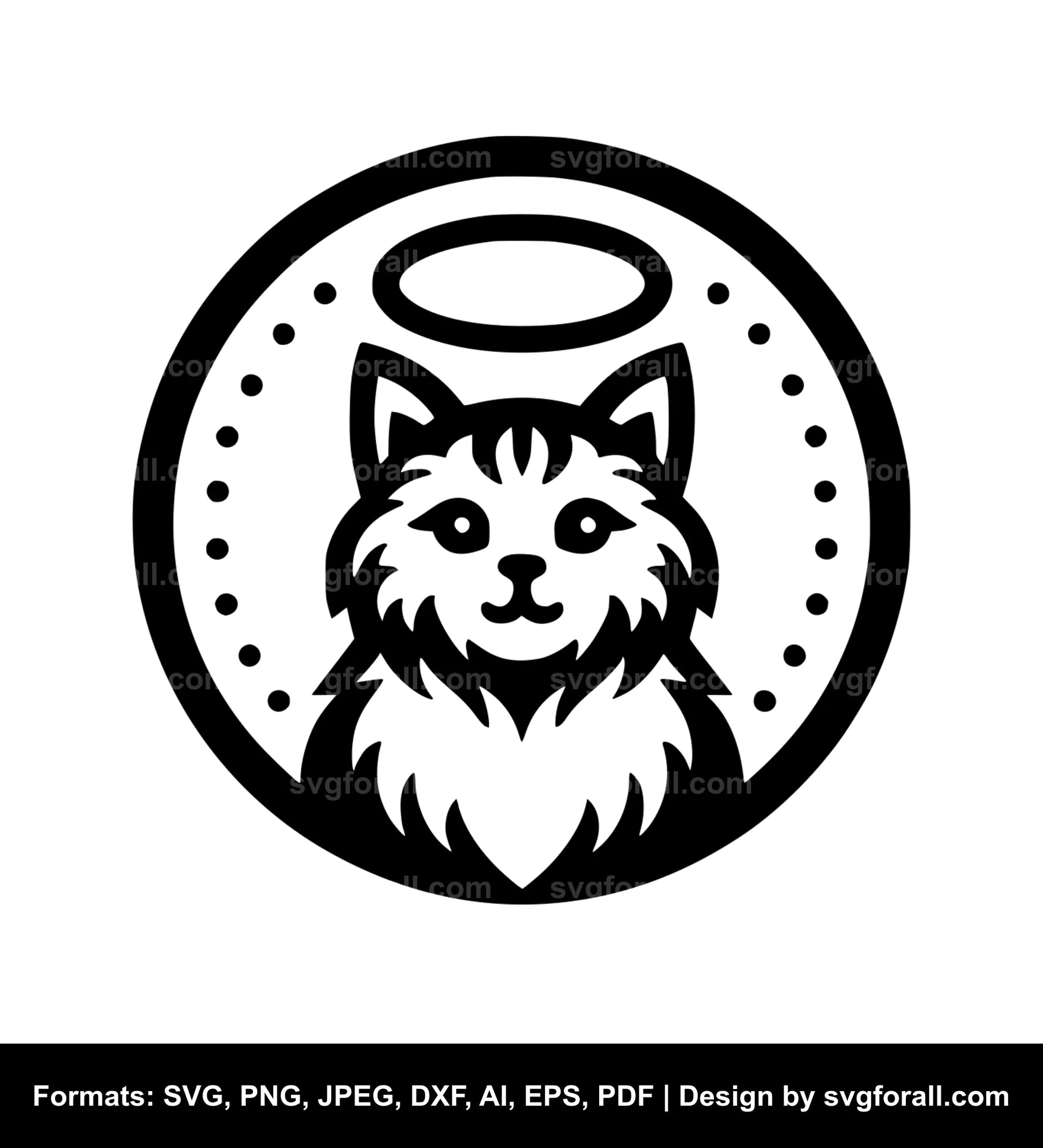 Cat With Halo Black SVG