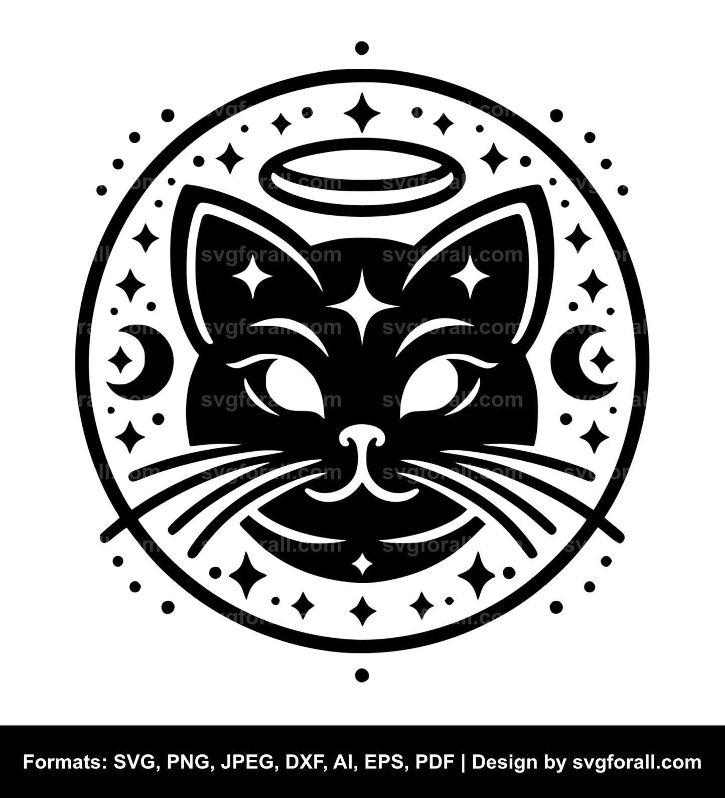 Cat With Halo SVG Vector