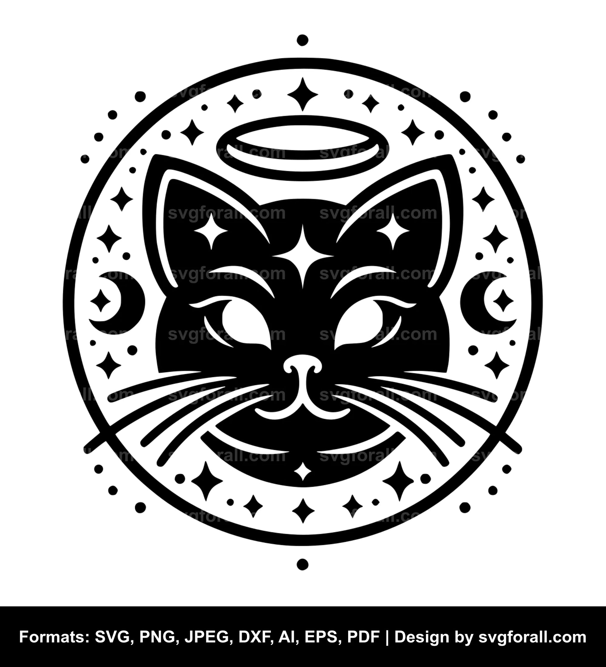 Cat With Halo SVG Vector