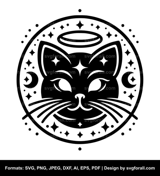 Cat With Halo SVG Vector