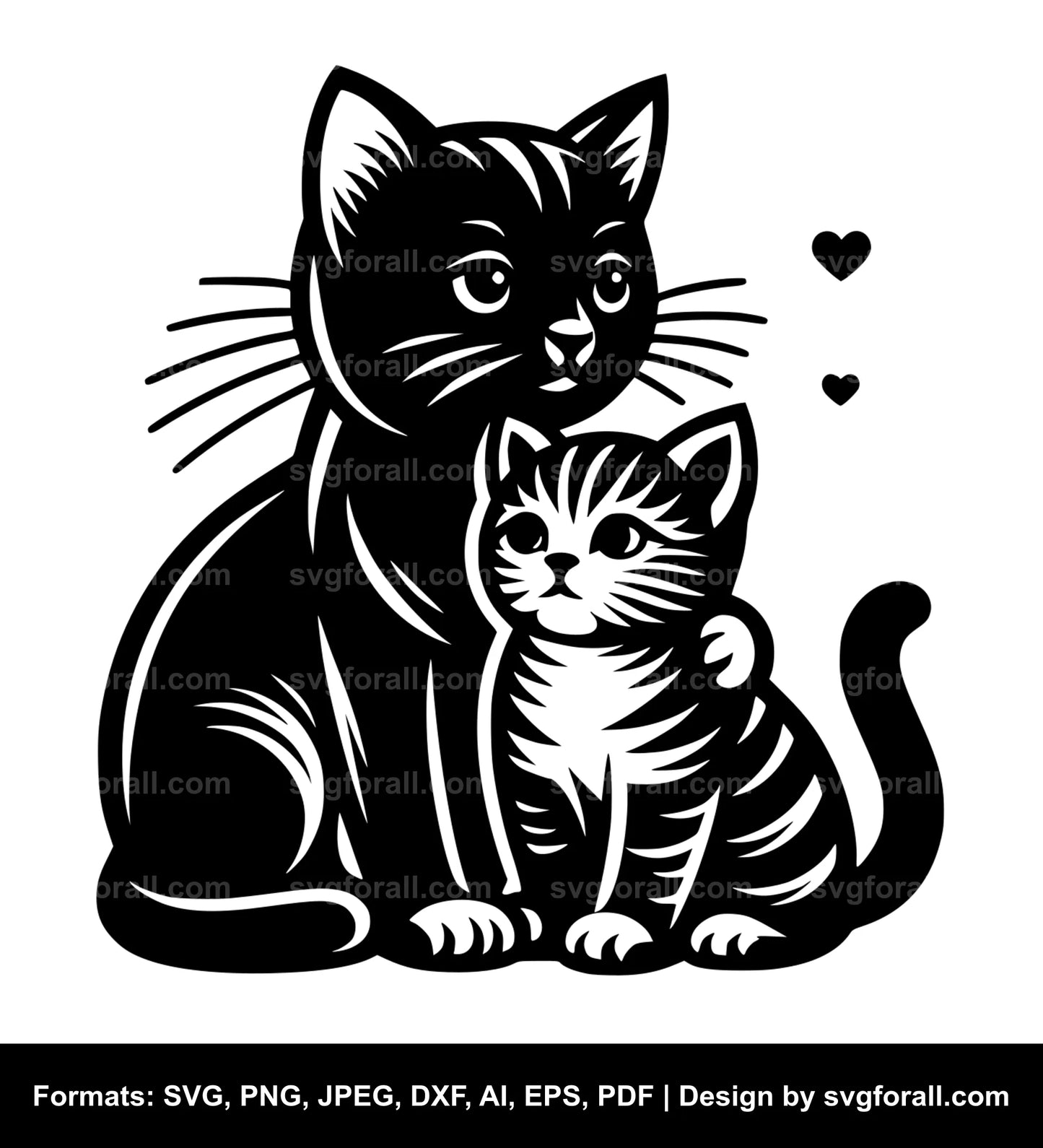 Cat With Kitten SVG File