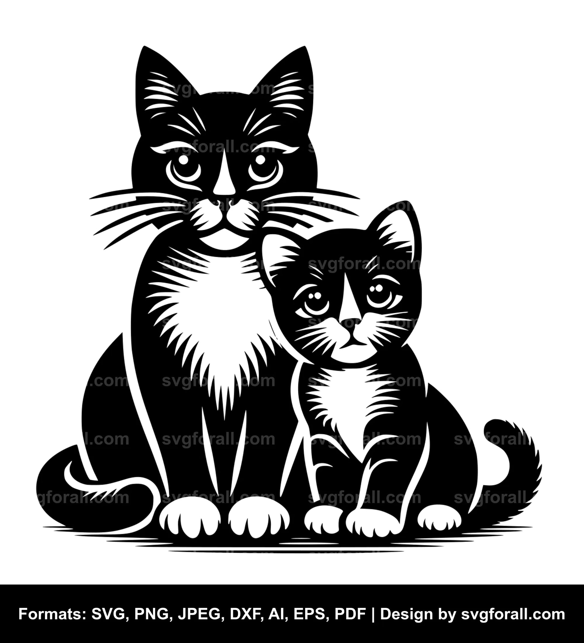 Cat With Kitten SVG PNG