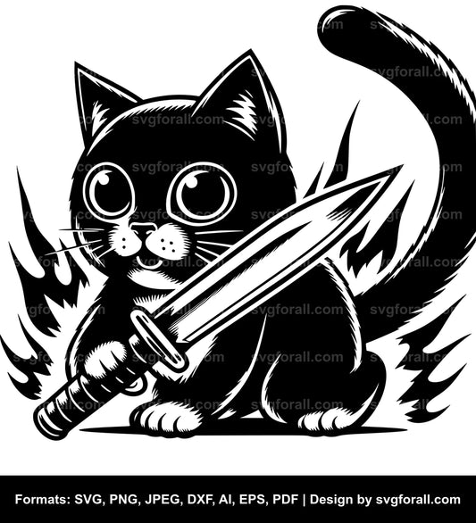 Cat With Knife SVG