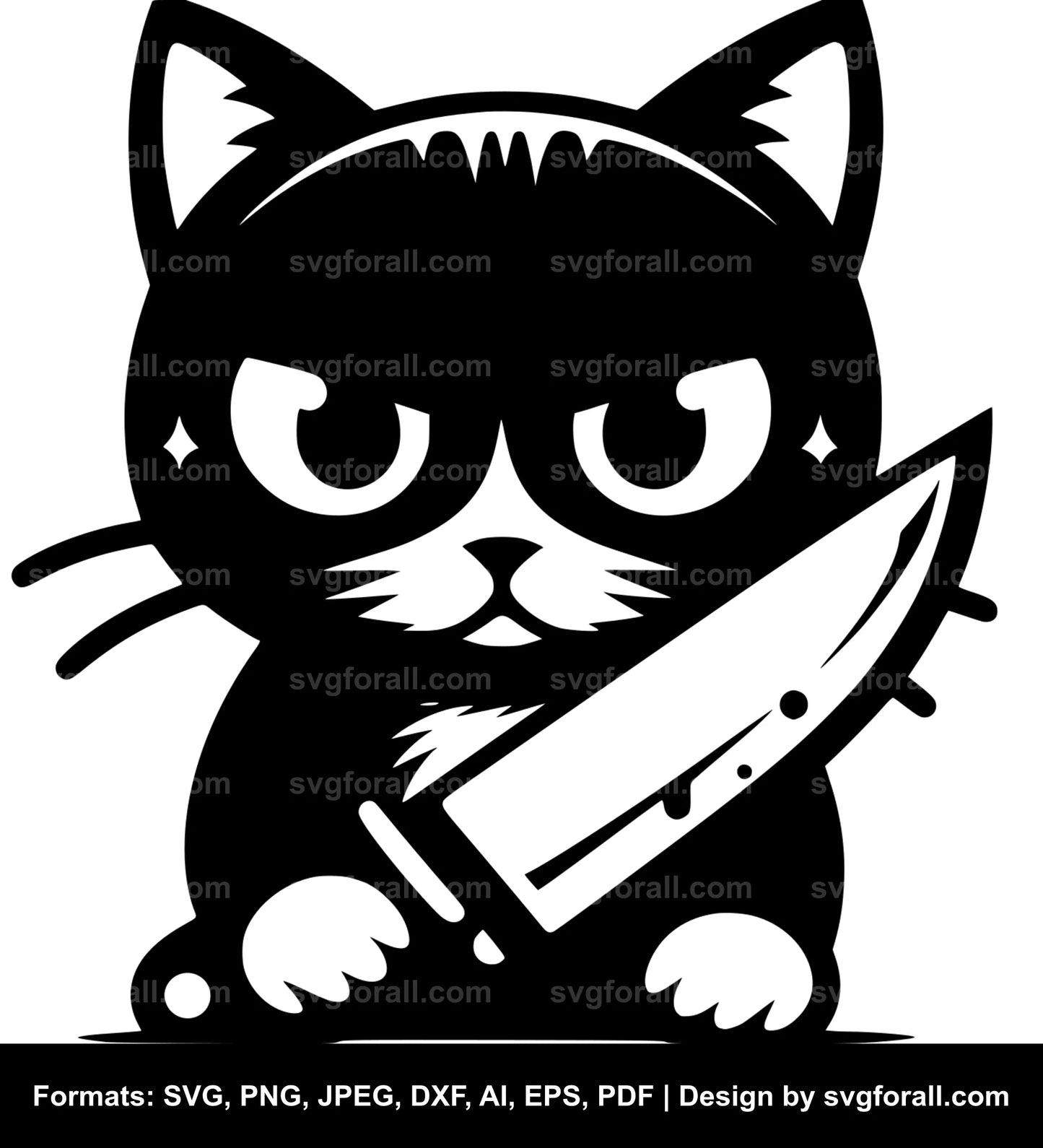 Cat With Knife Vector SVG