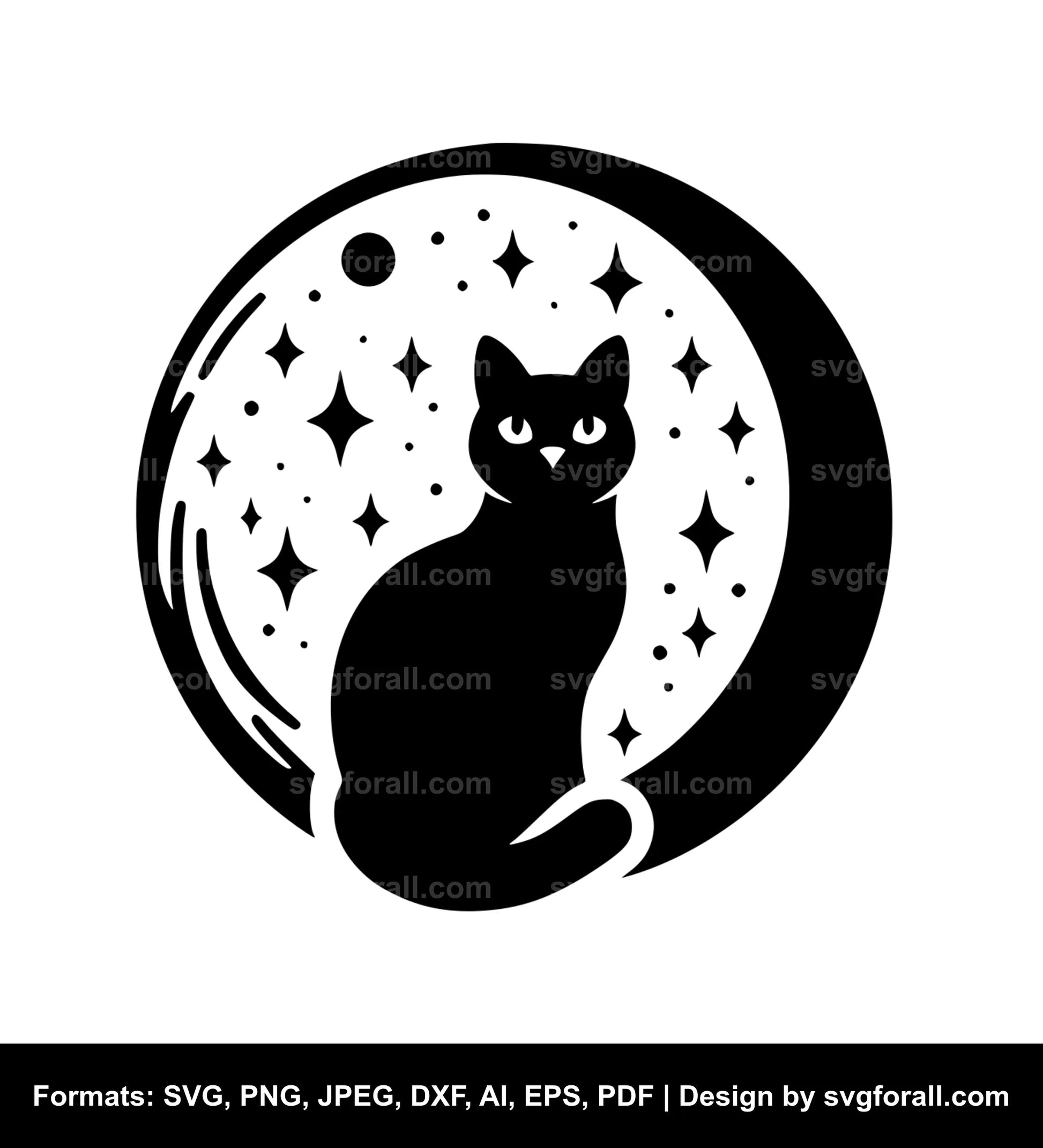 Cat With Moon Cricut SVG