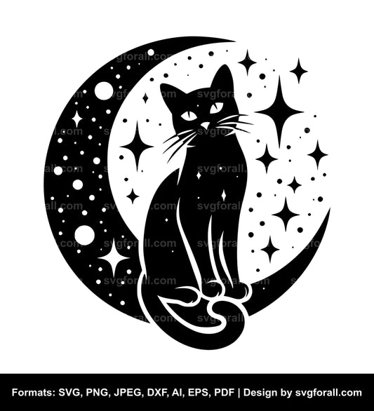 Cat With Moon SVG