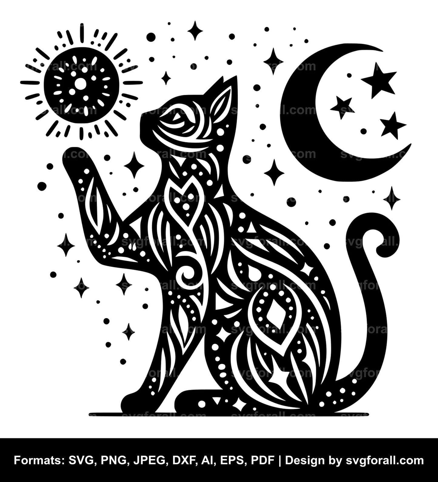 Cat With Moon SVG PNG