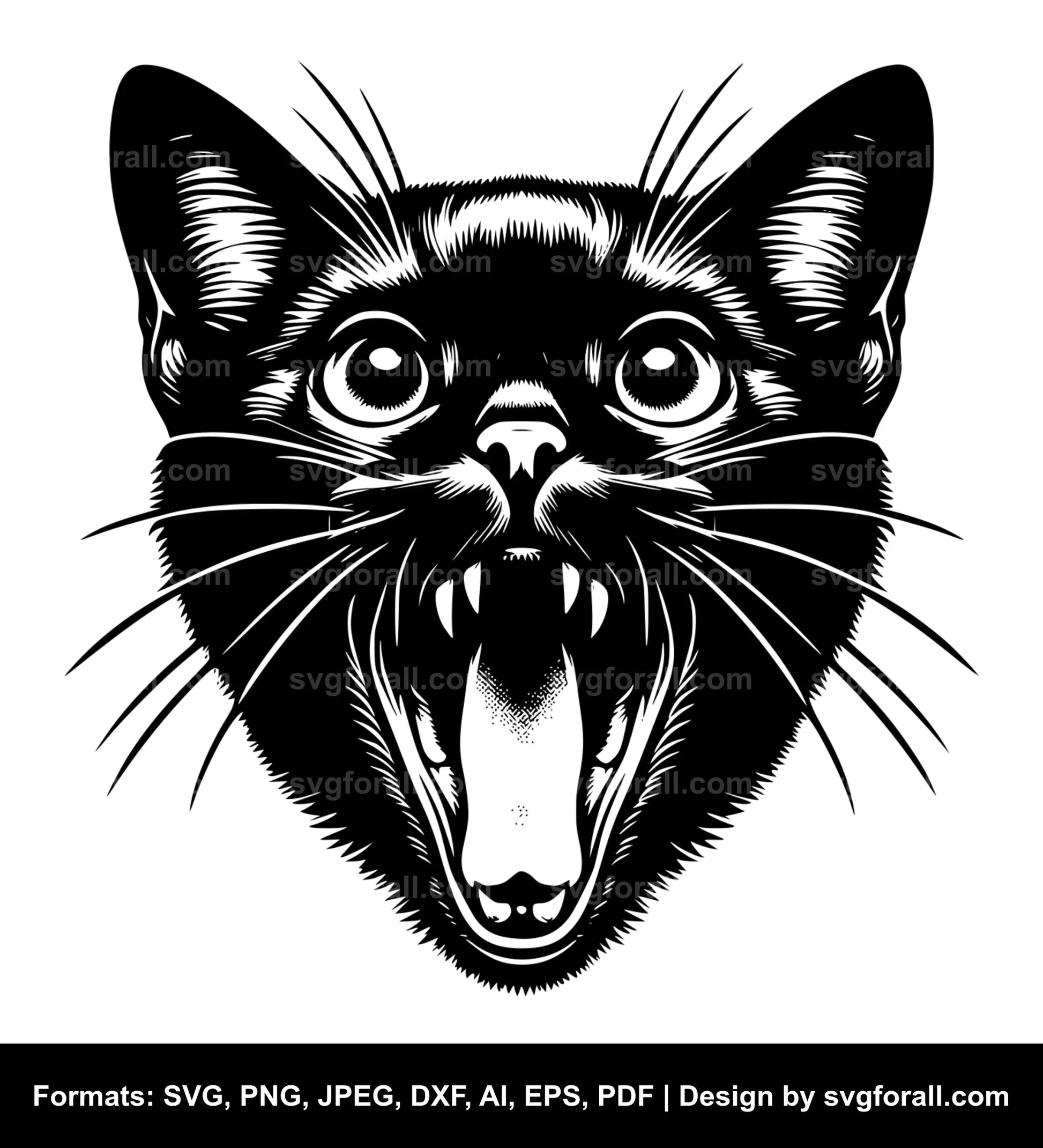 Cat With Open Mouth Clipart SVG