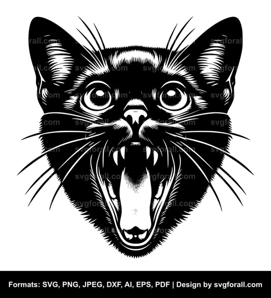 Cat With Open Mouth Clipart SVG