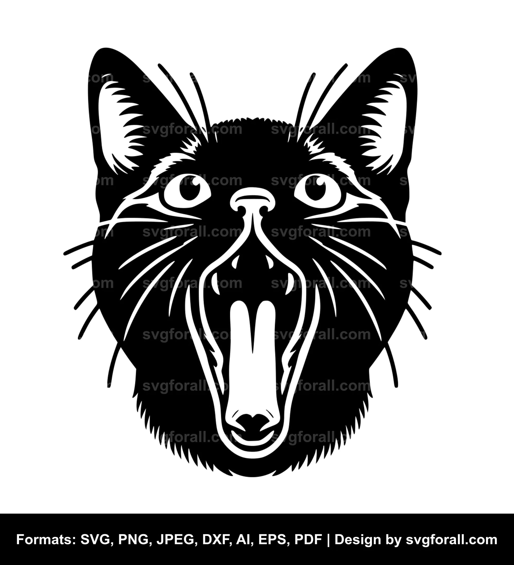 Cat With Open Mouth SVG Design