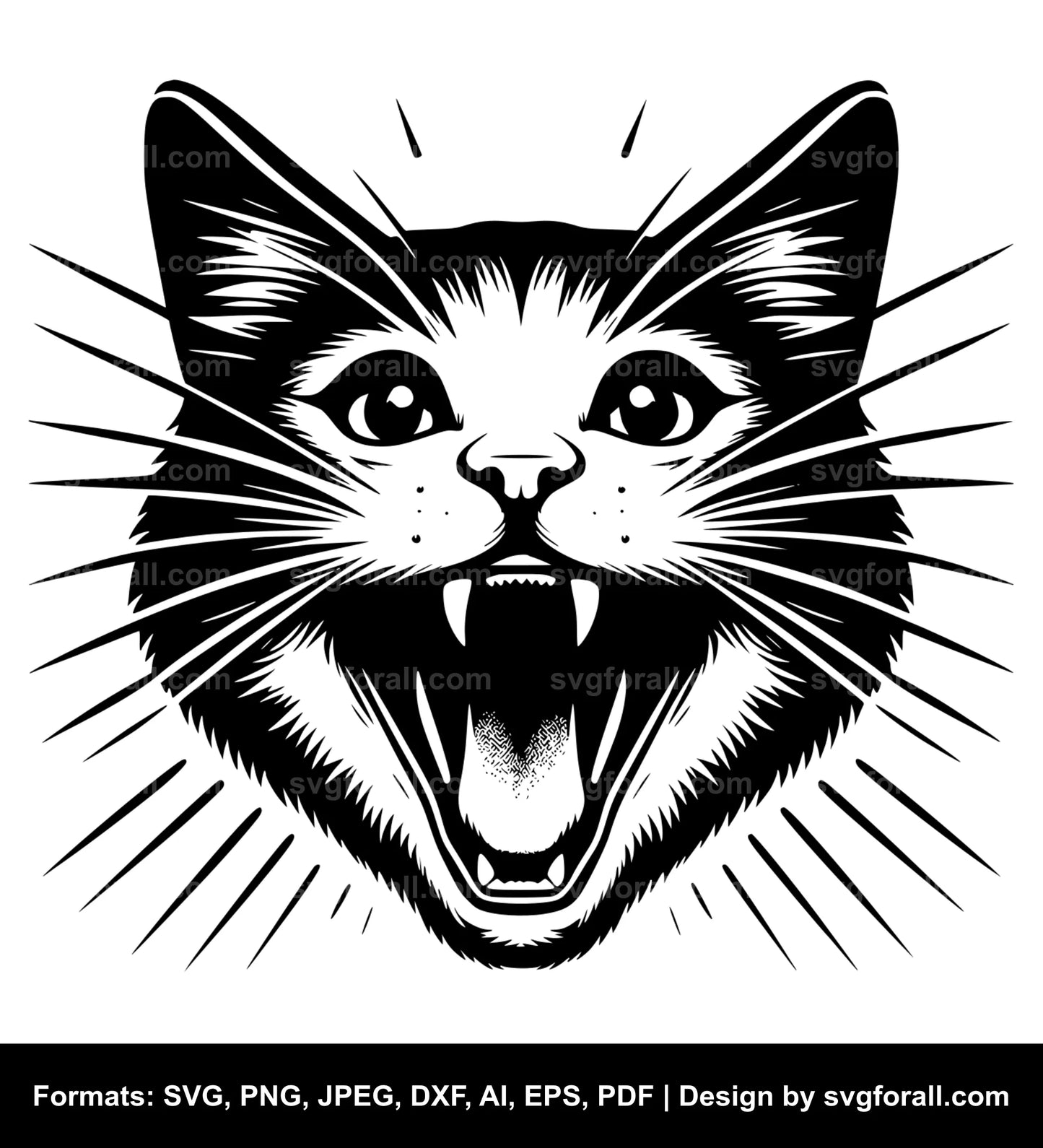 Cat With Open Mouth SVG File