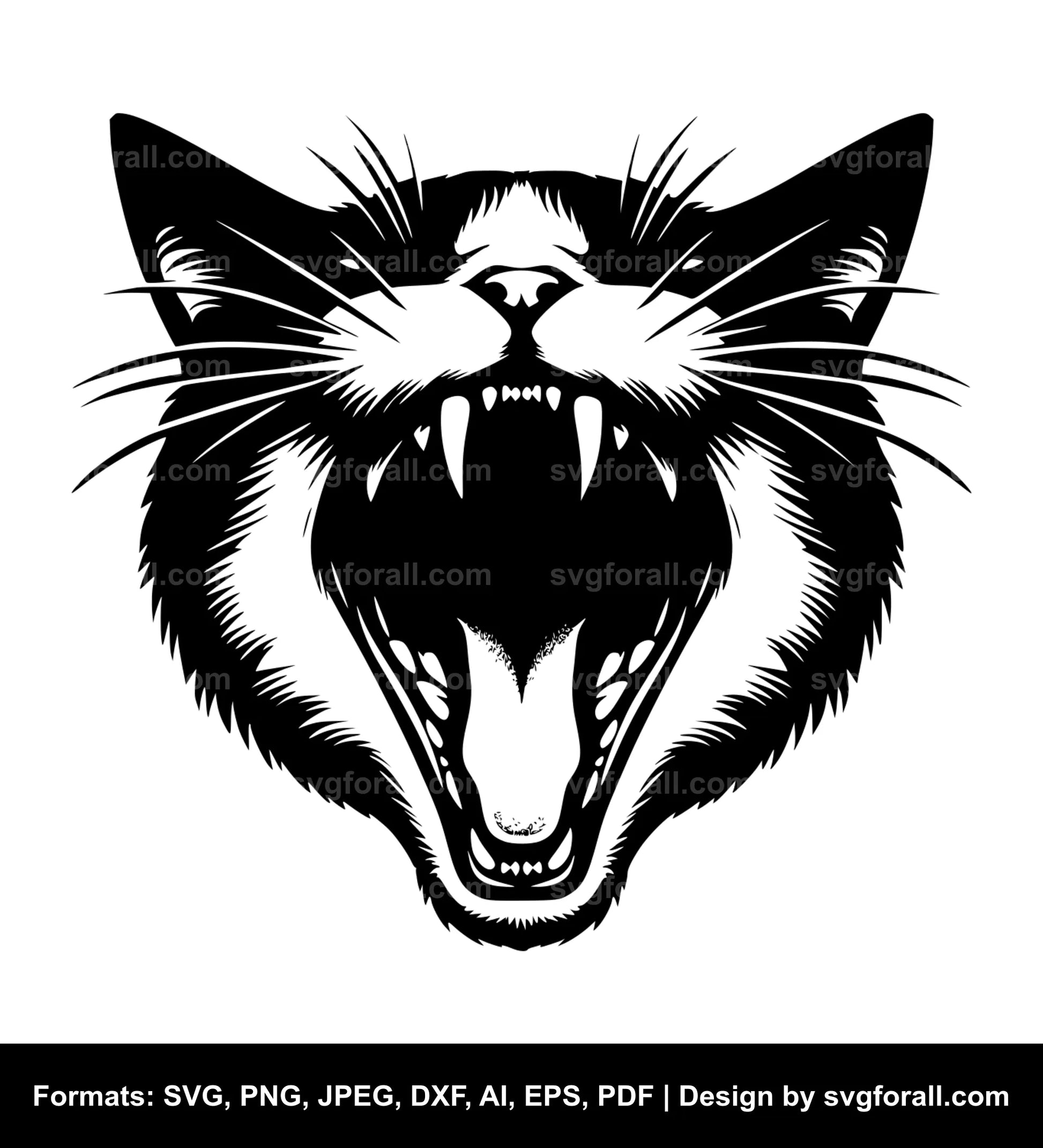 Cat With Open Mouth Vector SVG