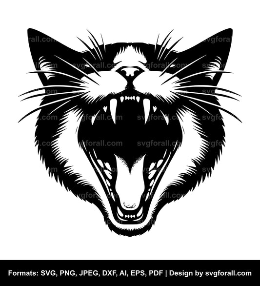 Cat With Open Mouth Vector SVG