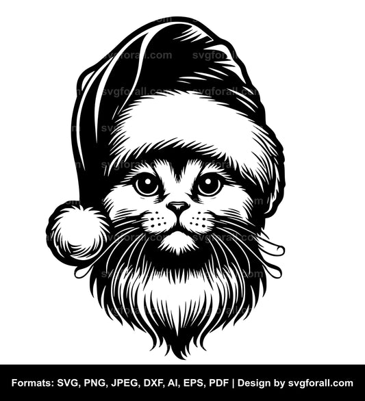 Cat With Santa Hat Cricut SVG