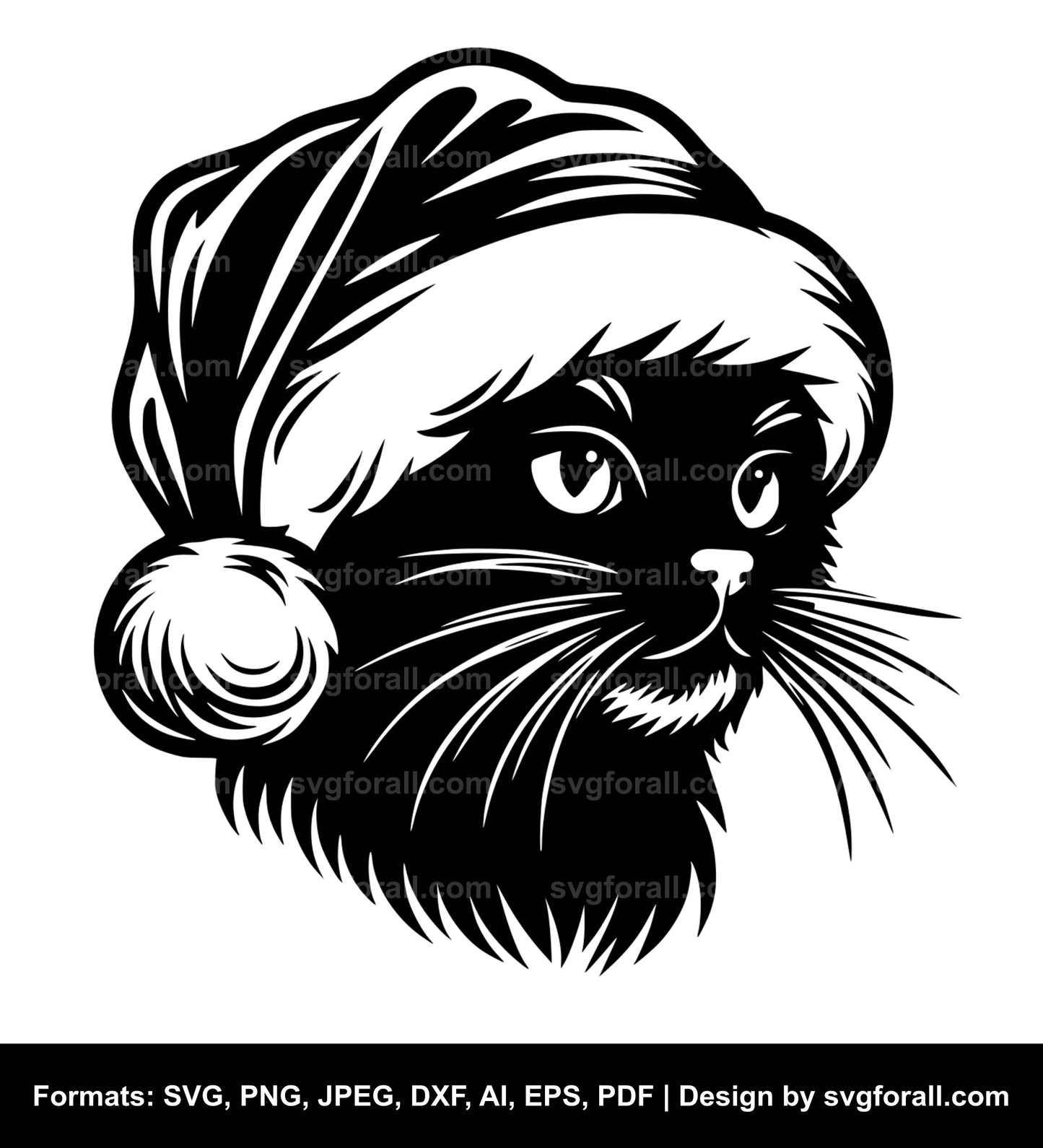 Cat With Santa Hat SVG Clipart