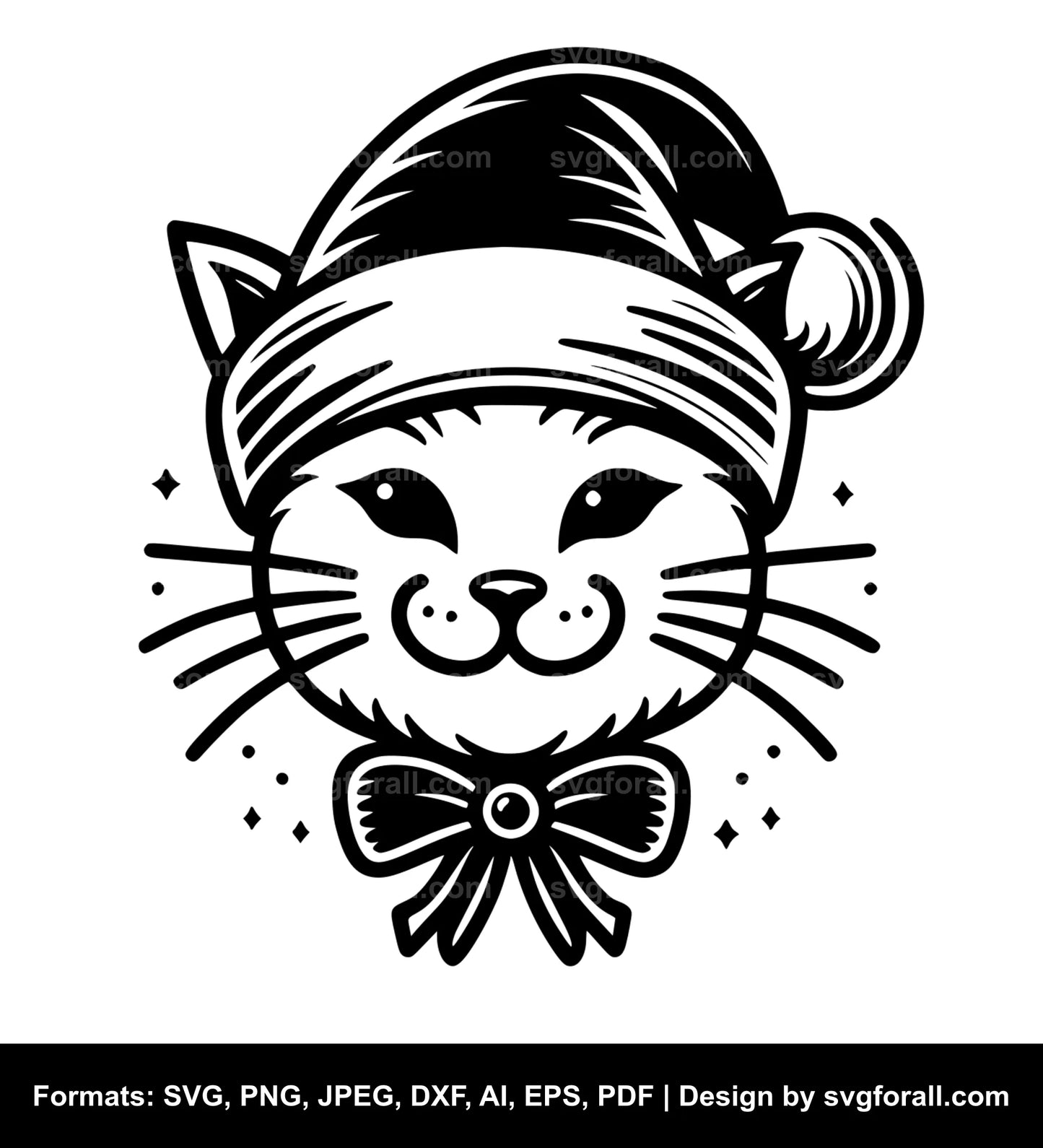 Cat With Santa Hat SVG Design